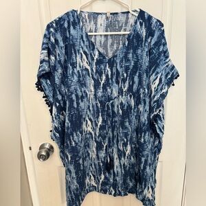 Wave Zone Blue Tie-Dye Women's Swim Coverup Size S/M